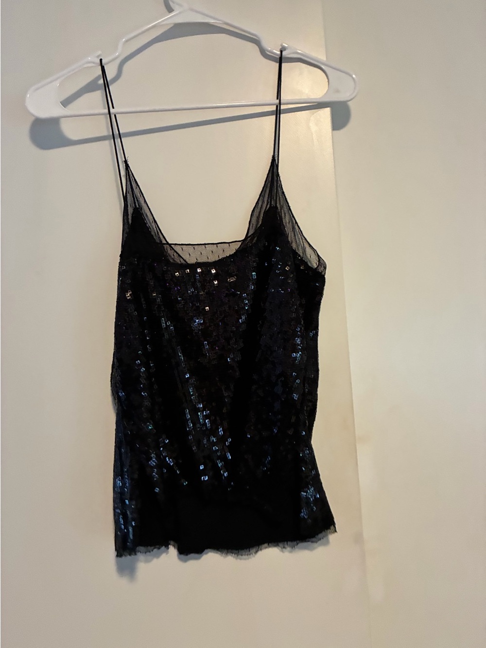 Free People Black Sequin Spaghetti Strap Camisole